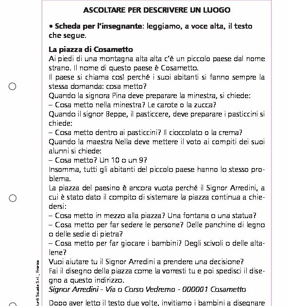 Schema Per Descrivere Un Ambiente Ascoltare per descrivere un luogo | Giunti Scuola