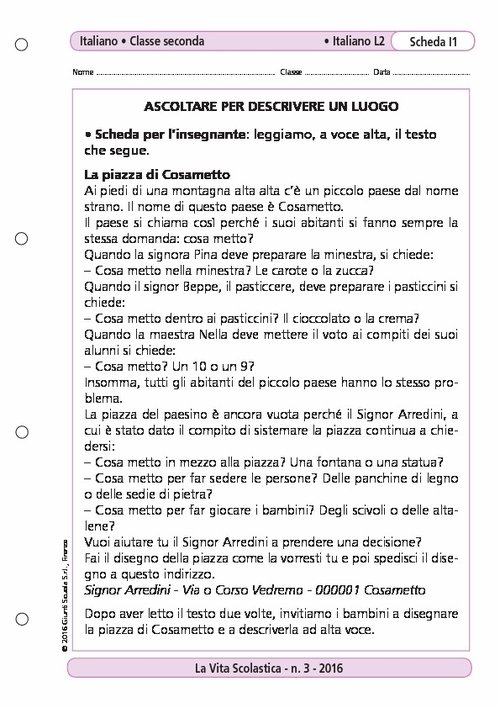 Ascoltare per descrivere un luogo | Giunti Scuola Ascoltare per descrivere un luogo | Giunti Scuola