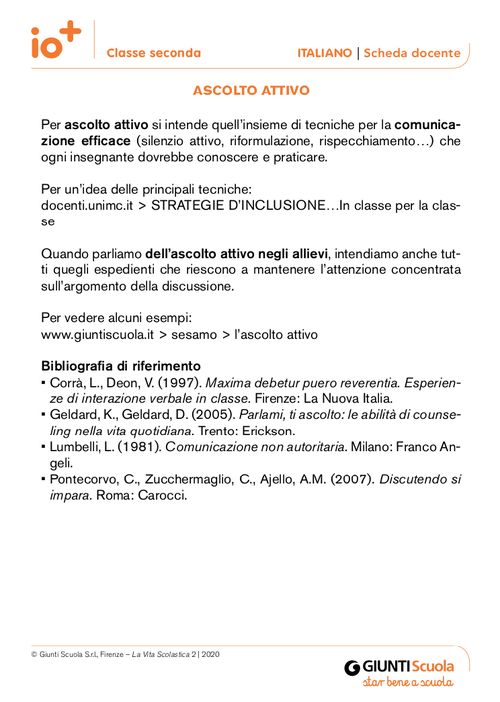 Ascolto attivo | Giunti Scuola Ascolto attivo | Giunti Scuola