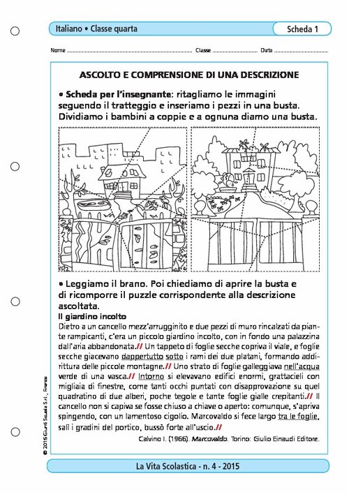 Ascolto e comprensione di una descrizione | Giunti Scuola Ascolto e comprensione di una descrizione | Giunti Scuola