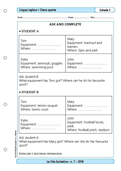 Ask and complete | Giunti Scuola Ask and complete | Giunti Scuola