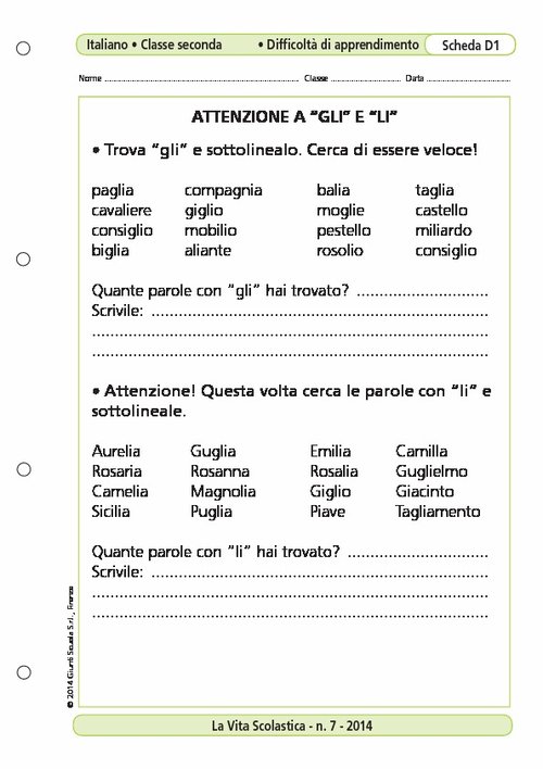 Attenzione a "GLI" e "LI" | Giunti Scuola Attenzione a "GLI" e "LI" | Giunti Scuola