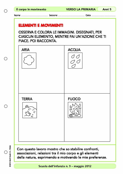 Attività "Verso la primaria": Elementi e movimenti | Giunti Scuola Attività "Verso la primaria": Elementi e movimenti | Giunti Scuola