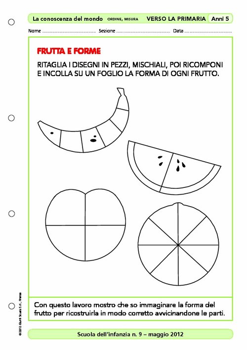 Attività "Verso la primaria": Frutta e forme" | Giunti Scuola Attività "Verso la primaria": Frutta e forme" | Giunti Scuola