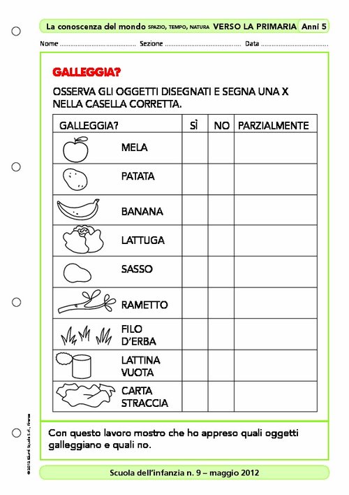 Attività "Verso la primaria": Galleggia? | Giunti Scuola