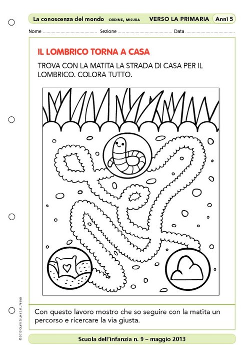 Attività "Verso la primaria": Il lombrico torna a casa | Giunti Scuola Attività "Verso la primaria": Il lombrico torna a casa | Giunti Scuola