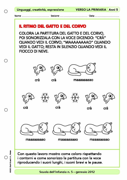 Attività "Verso la primaria": Il ritmo del gatto e del corvo | Giunti Scuola Attività "Verso la primaria": Il ritmo del gatto e del corvo | Giunti Scuola