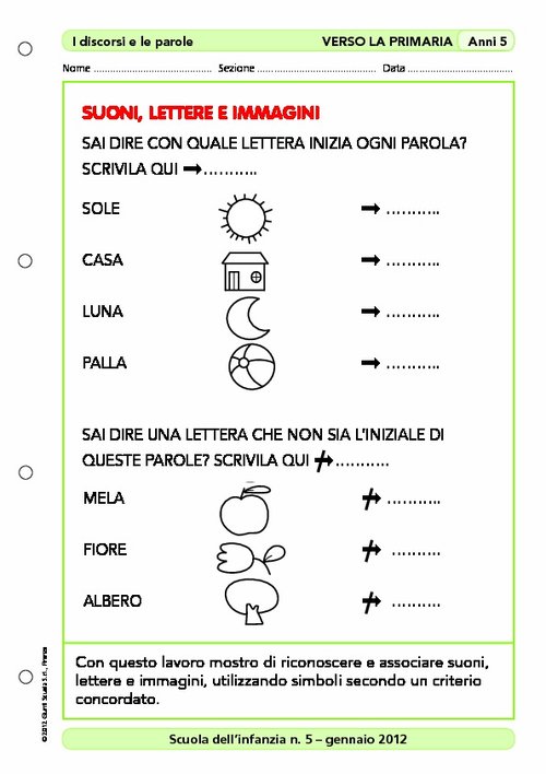 Attività "Verso la primaria": Suoni, lettere, immagini | Giunti Scuola Attività "Verso la primaria": Suoni, lettere, immagini | Giunti Scuola