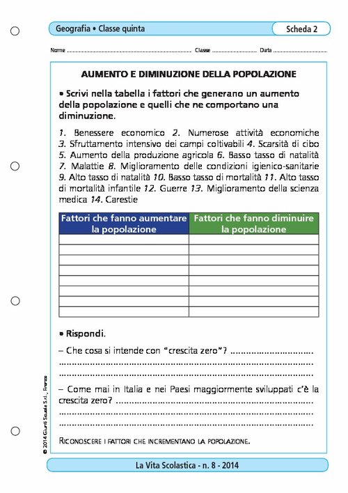 Aumento e diminuzione della popolazione | Giunti Scuola Aumento e diminuzione della popolazione | Giunti Scuola