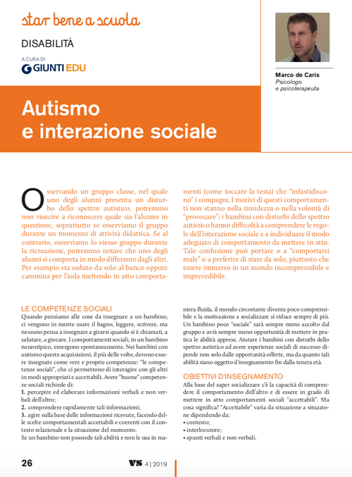 Autismo e interazione sociale | Giunti Scuola Autismo e interazione sociale | Giunti Scuola