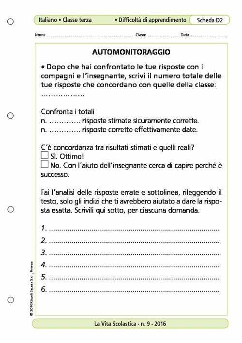 Automonitoraggio | Giunti Scuola Automonitoraggio | Giunti Scuola