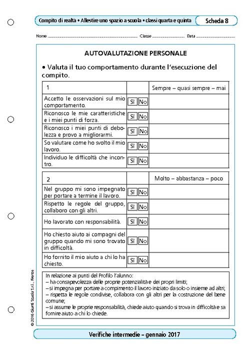 Autovalutazione personale | Giunti Scuola Autovalutazione personale | Giunti Scuola