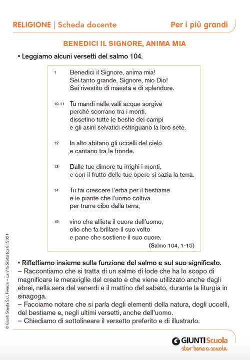 Benedici il Signore, anima mia | Giunti Scuola Benedici il Signore, anima mia | Giunti Scuola