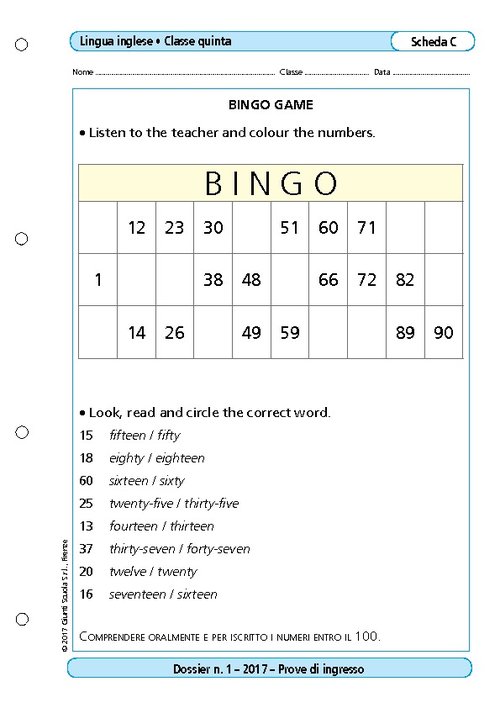 Bingo game | Giunti Scuola