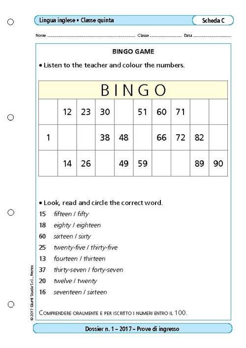Bingo game | Giunti Scuola Bingo game | Giunti Scuola