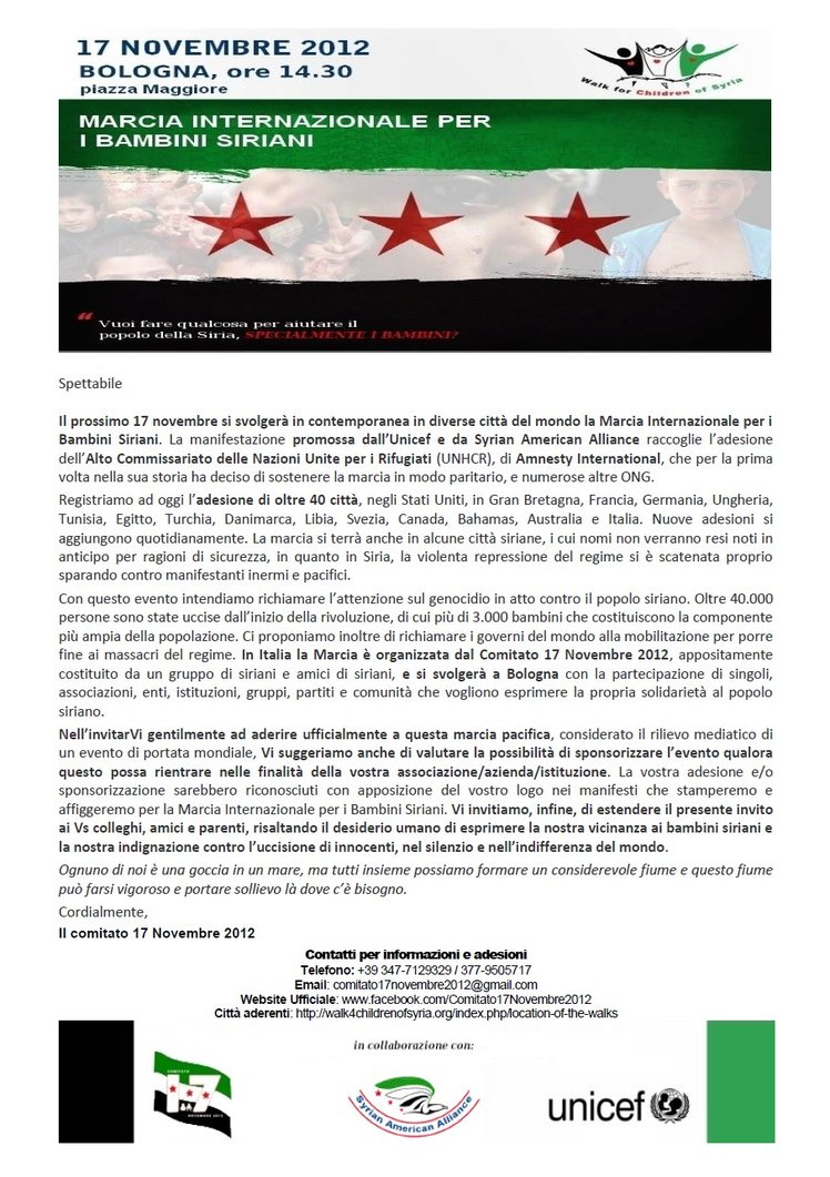 Bologna - Marcia Internazionale per i Bambini Siriani | Giunti Scuola Bologna - Marcia Internazionale per i Bambini Siriani | Giunti Scuola
