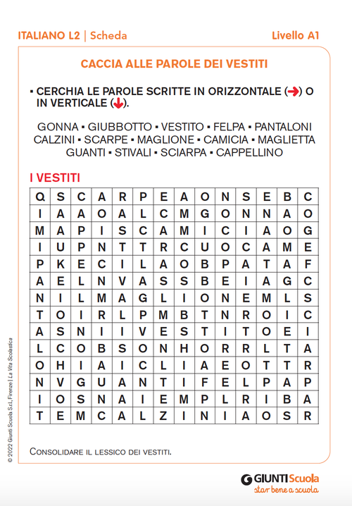 Caccia alle parole dei vestiti | Giunti Scuola Caccia alle parole dei vestiti | Giunti Scuola