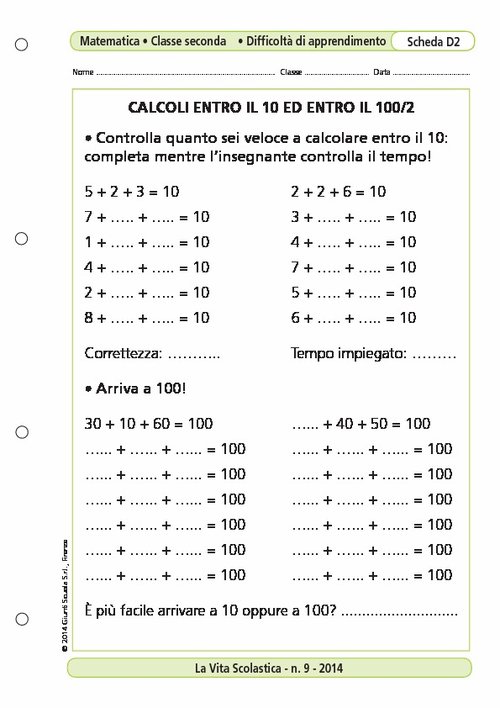 Calcoli entro il 10 ed entro il 100/2 | Giunti Scuola