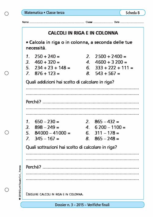 Calcoli in riga e in colonna | Giunti Scuola Calcoli in riga e in colonna | Giunti Scuola