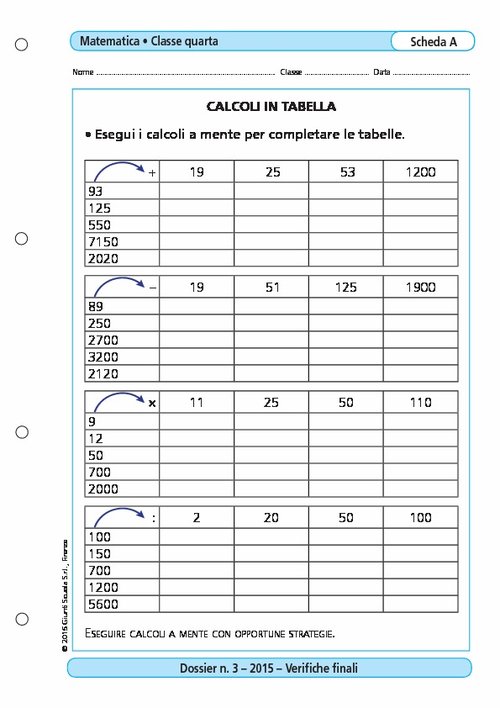 Calcoli in tabella | Giunti Scuola Calcoli in tabella | Giunti Scuola