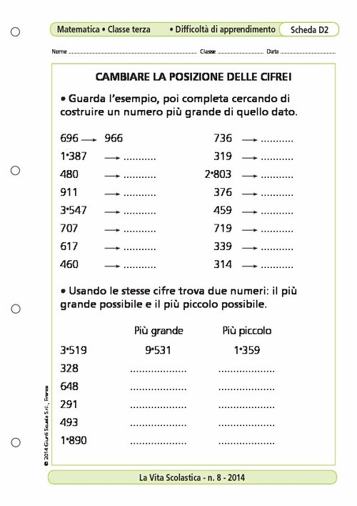 Cambiare la posizione delle cifre! | Giunti Scuola Cambiare la posizione delle cifre! | Giunti Scuola