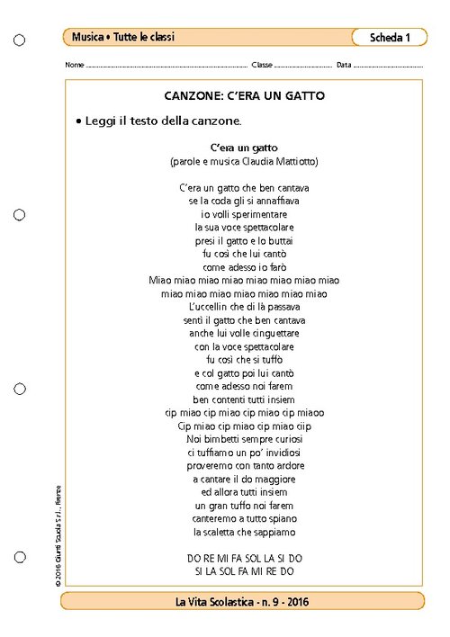 Canzone: c'era un gatto | Giunti Scuola Canzone: c'era un gatto | Giunti Scuola