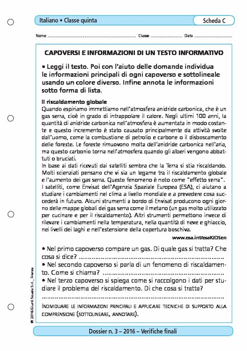 Capoversi e informazioni di un testo informativo | Giunti Scuola Capoversi e informazioni di un testo informativo | Giunti Scuola