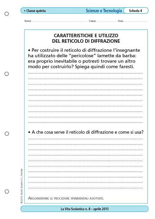 Caratteristiche e utlizzo del reticolo di diffrazione | Giunti Scuola Caratteristiche e utlizzo del reticolo di diffrazione | Giunti Scuola