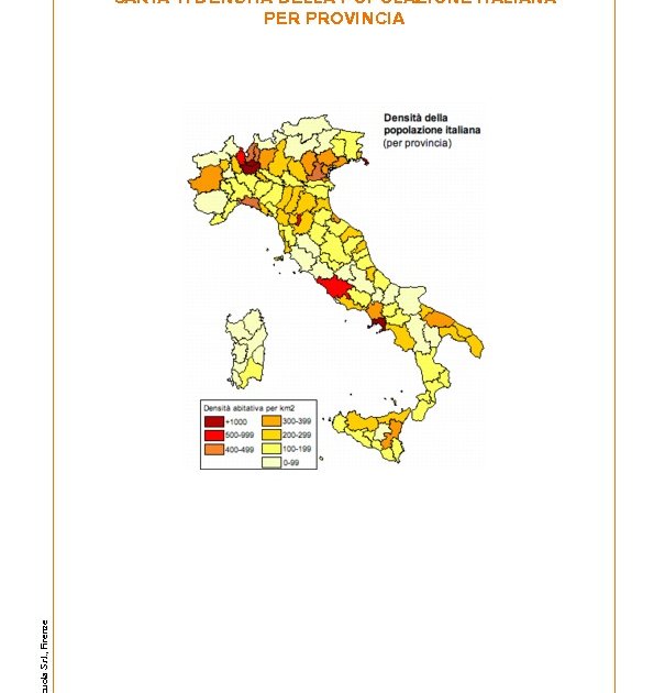 Carta densità della popolazione italiana per