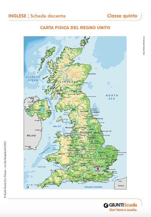Carta fisica del Regno Unito | Giunti Scuola