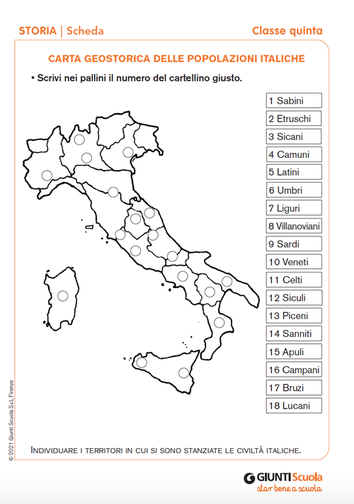 Carta geostorica delle popolazioni italiche | Giunti Scuola