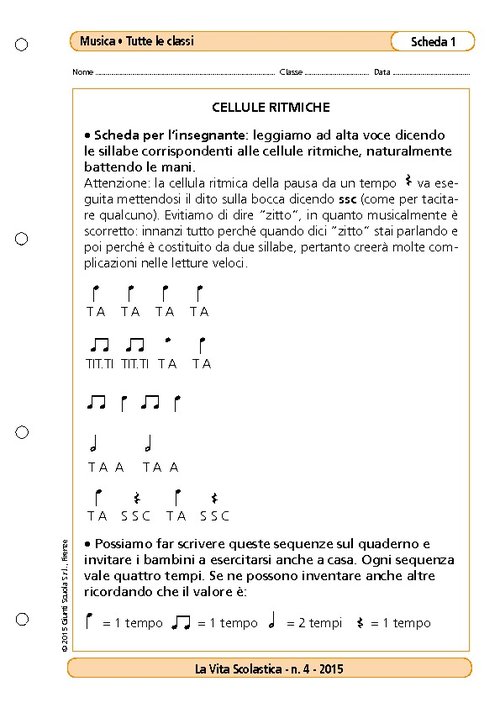 Cellule ritmiche | Giunti Scuola Cellule ritmiche | Giunti Scuola