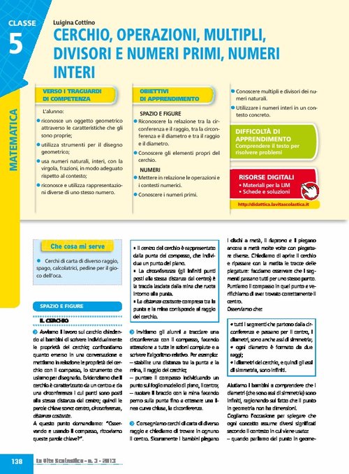 Cerchio, operazioni, multipli, divisori e numeri primi, numeri interi | Giunti Scuola Cerchio, operazioni, multipli, divisori e numeri primi, numeri interi | Giunti Scuola