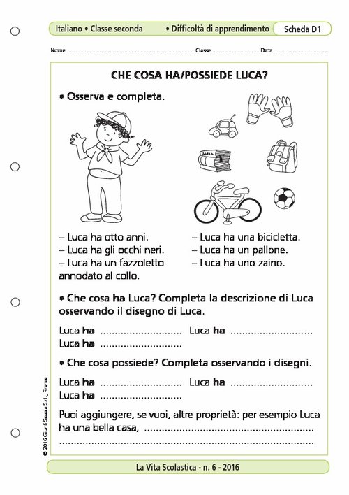Che cosa ha/possiede Luca? | Giunti Scuola