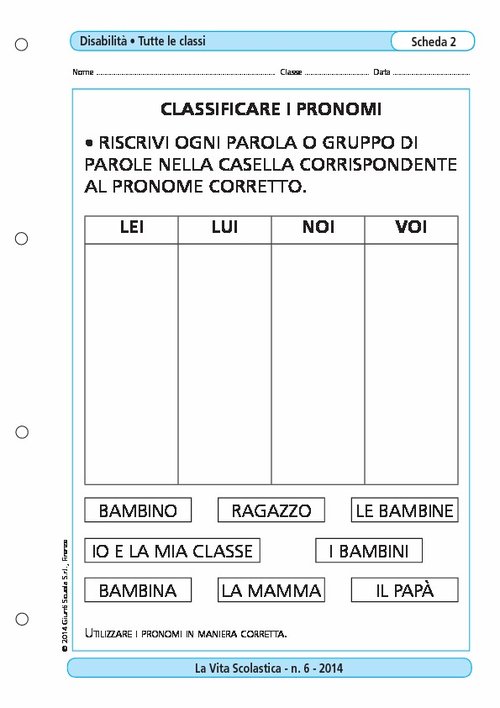 Classificare i pronomi | Giunti Scuola Classificare i pronomi | Giunti Scuola