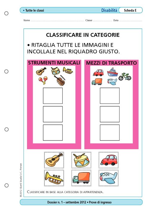 Classificare in categorie | Giunti Scuola Classificare in categorie | Giunti Scuola