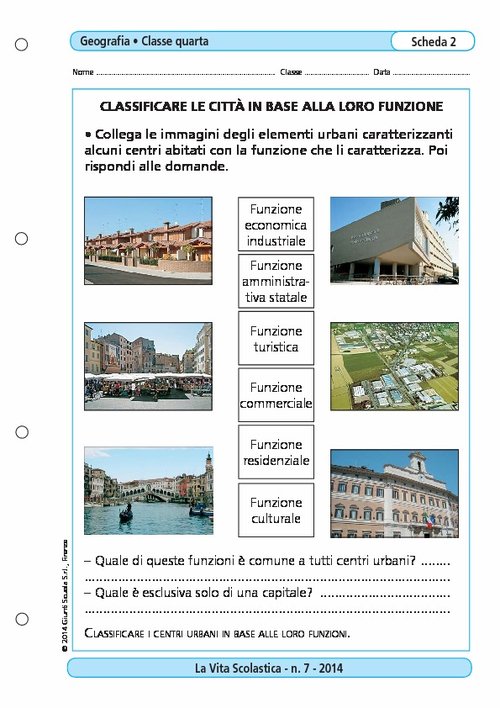 Classificare le città in base alla loro funzione | Giunti Scuola