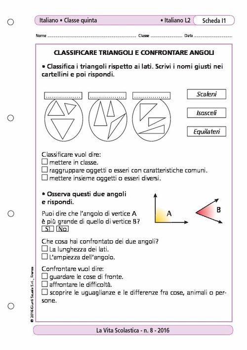 Classificare triangoli e confrontare angoli | Giunti Scuola Classificare triangoli e confrontare angoli | Giunti Scuola