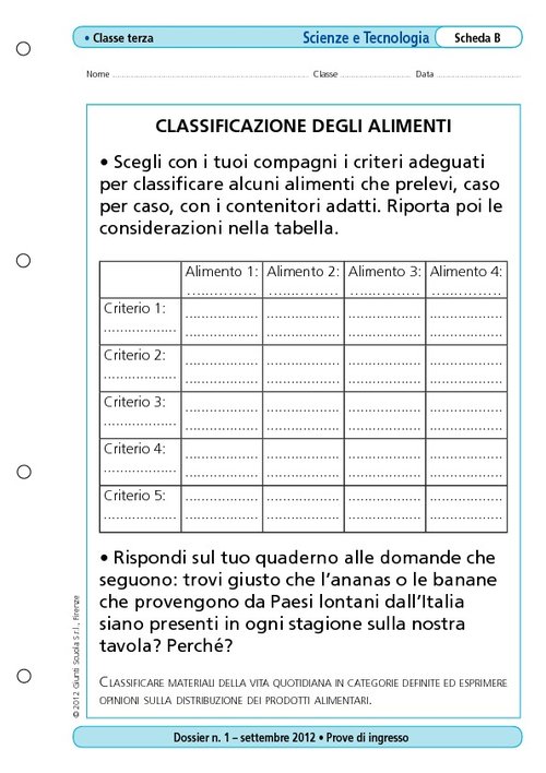 Classificazione degli alimenti | Giunti Scuola Classificazione degli alimenti | Giunti Scuola