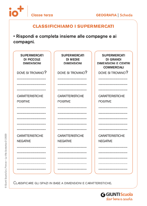 Classifichiamo i supermercati | Giunti Scuola Classifichiamo i supermercati | Giunti Scuola
