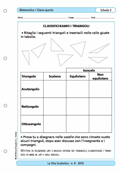 Classifichiamo i triangoli | Giunti Scuola Classifichiamo i triangoli | Giunti Scuola