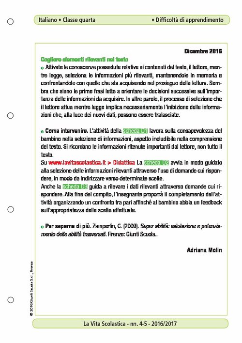 Cogliere elementi rilevanti nel testo | Giunti Scuola Cogliere elementi rilevanti nel testo | Giunti Scuola