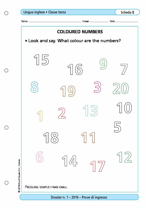 Coloured numbers | Giunti Scuola