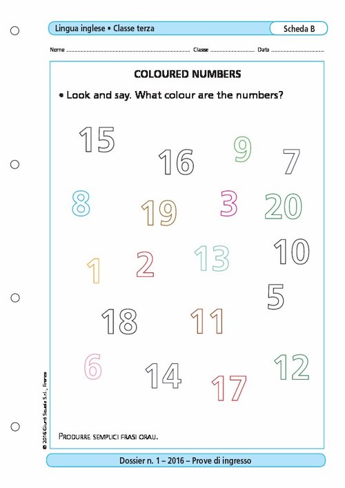 Coloured numbers | Giunti Scuola Coloured numbers | Giunti Scuola