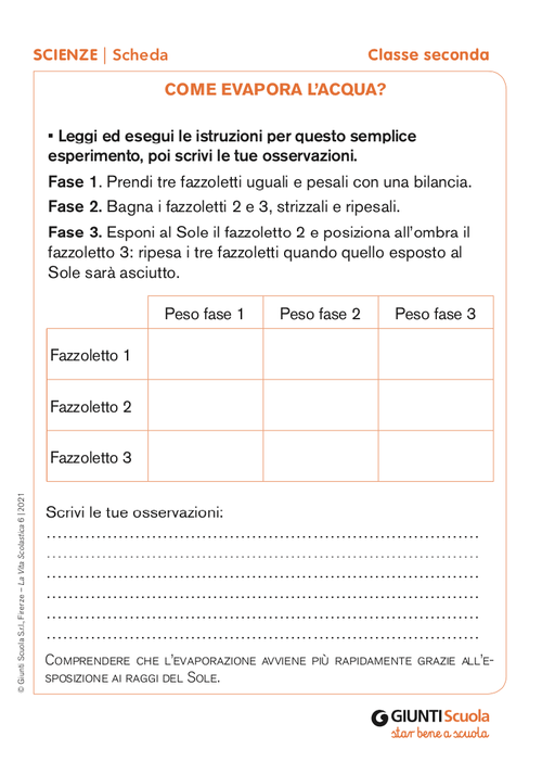 Come evapora l'acqua | Giunti Scuola Come evapora l'acqua | Giunti Scuola