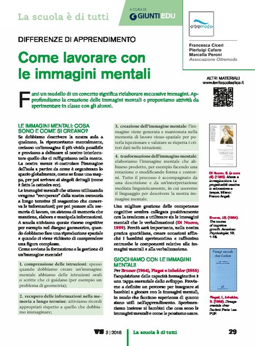 Come lavorare con le immagini mentali | Giunti Scuola Come lavorare con le immagini mentali | Giunti Scuola