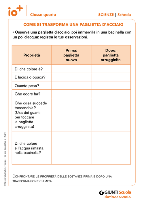 Come si trasforma una paglietta d'acciaio | Giunti Scuola Come si trasforma una paglietta d'acciaio | Giunti Scuola