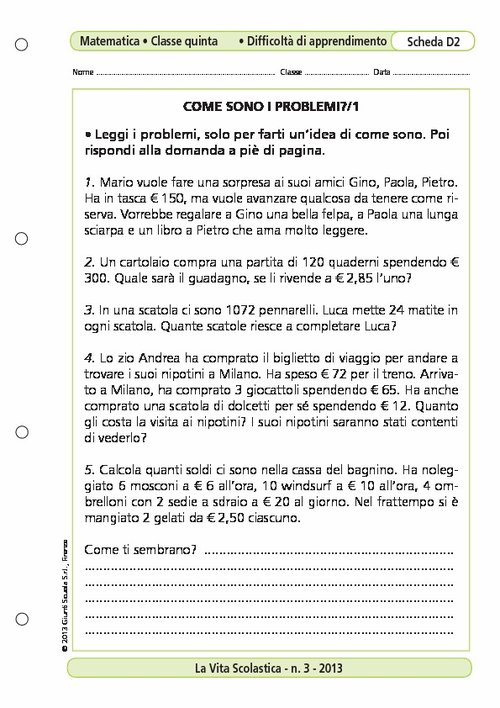 Come sono i problemi/1 | Giunti Scuola Come sono i problemi/1 | Giunti Scuola