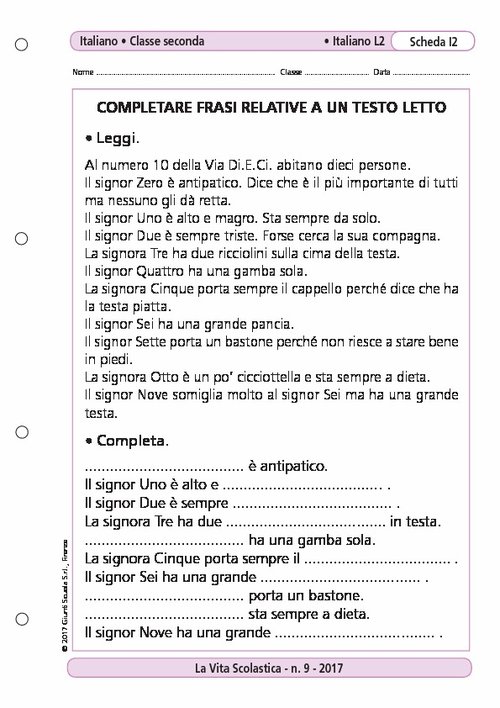 Completare frasi relative a un testo letto | Giunti Scuola Completare frasi relative a un testo letto | Giunti Scuola