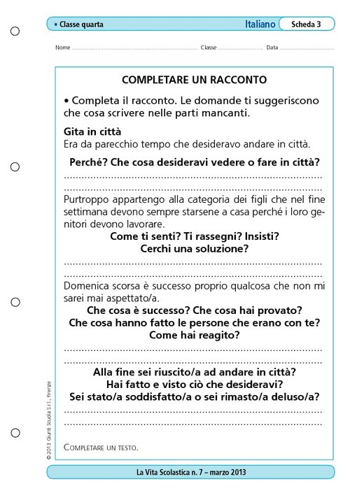 Completare un racconto | Giunti Scuola Completare un racconto | Giunti Scuola